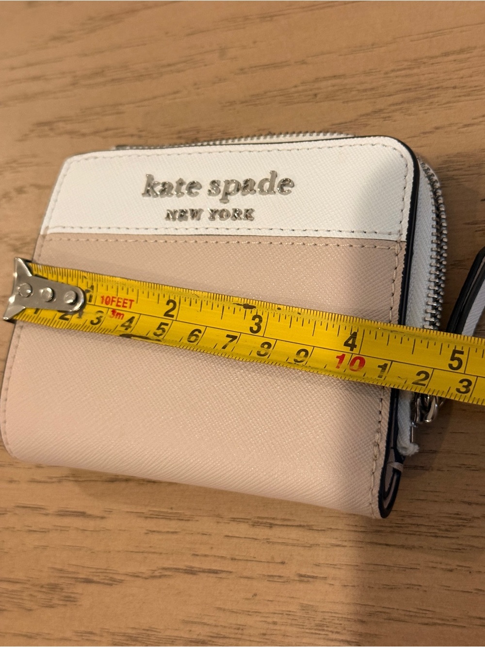 kate spade Two-Tone Blush Pink & White Zip Around Wallet - Picture 10 of 11